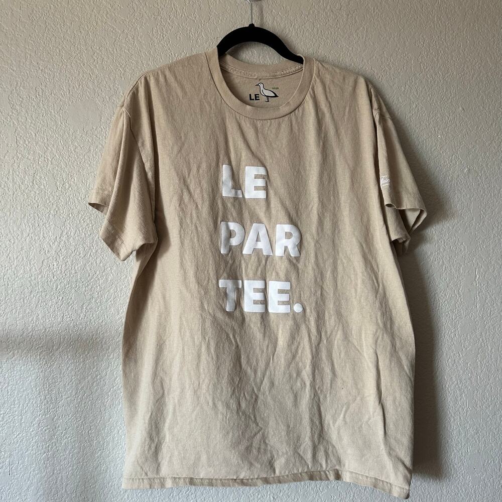 Le Par Tee Crew Neck Statement Tee Beige Size Large